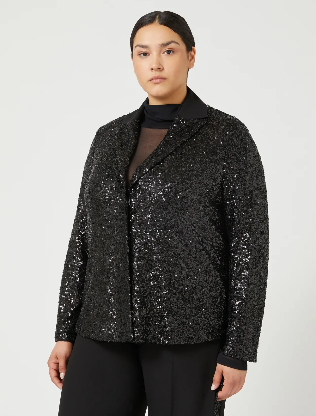 Jacket & Blazers | Jacket & Blazers | Marina Rinaldi Blazer in technical fabric and sequins BLACK