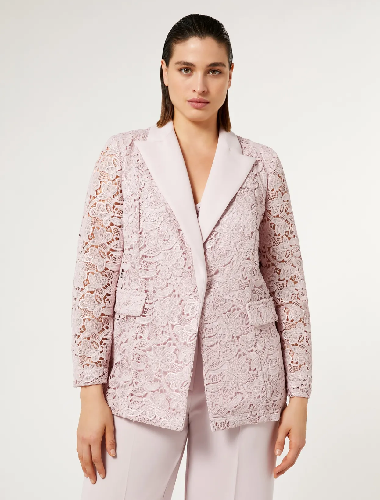 Jackets | Jacket & Blazers | Marina Rinaldi Blazer jacket in laminated macramé PINK