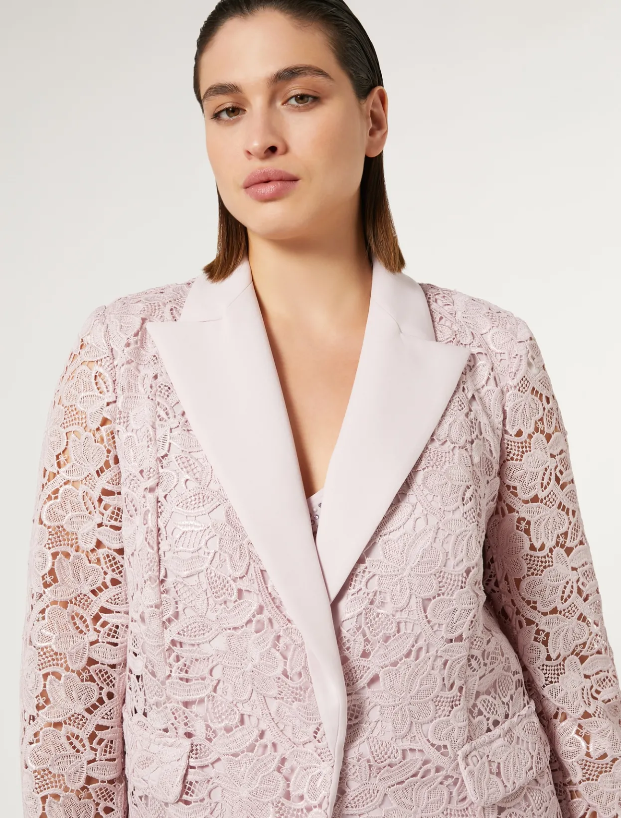 Jackets | Jacket & Blazers | Marina Rinaldi Blazer jacket in laminated macramé PINK