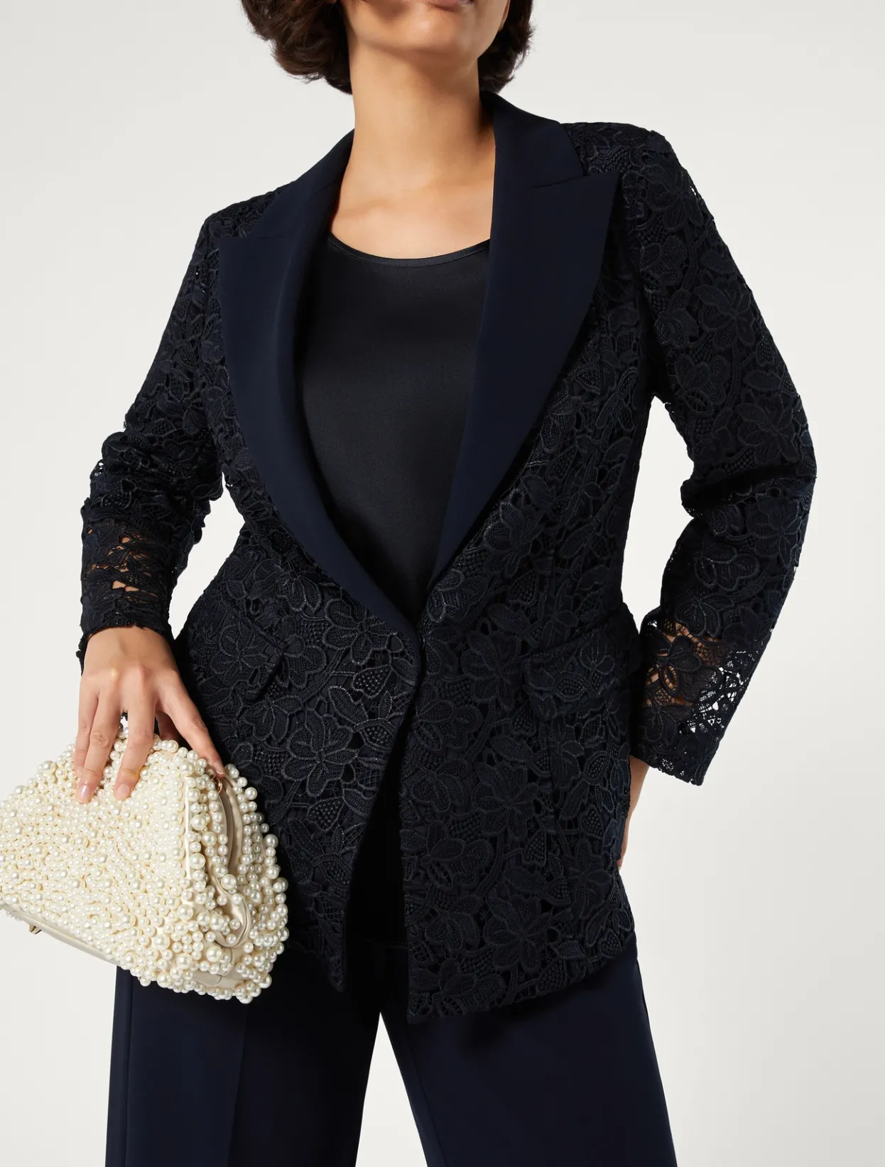 Jackets | Jacket & Blazers | Marina Rinaldi Blazer jacket in laminated macramé MIDNIGHTBLUE