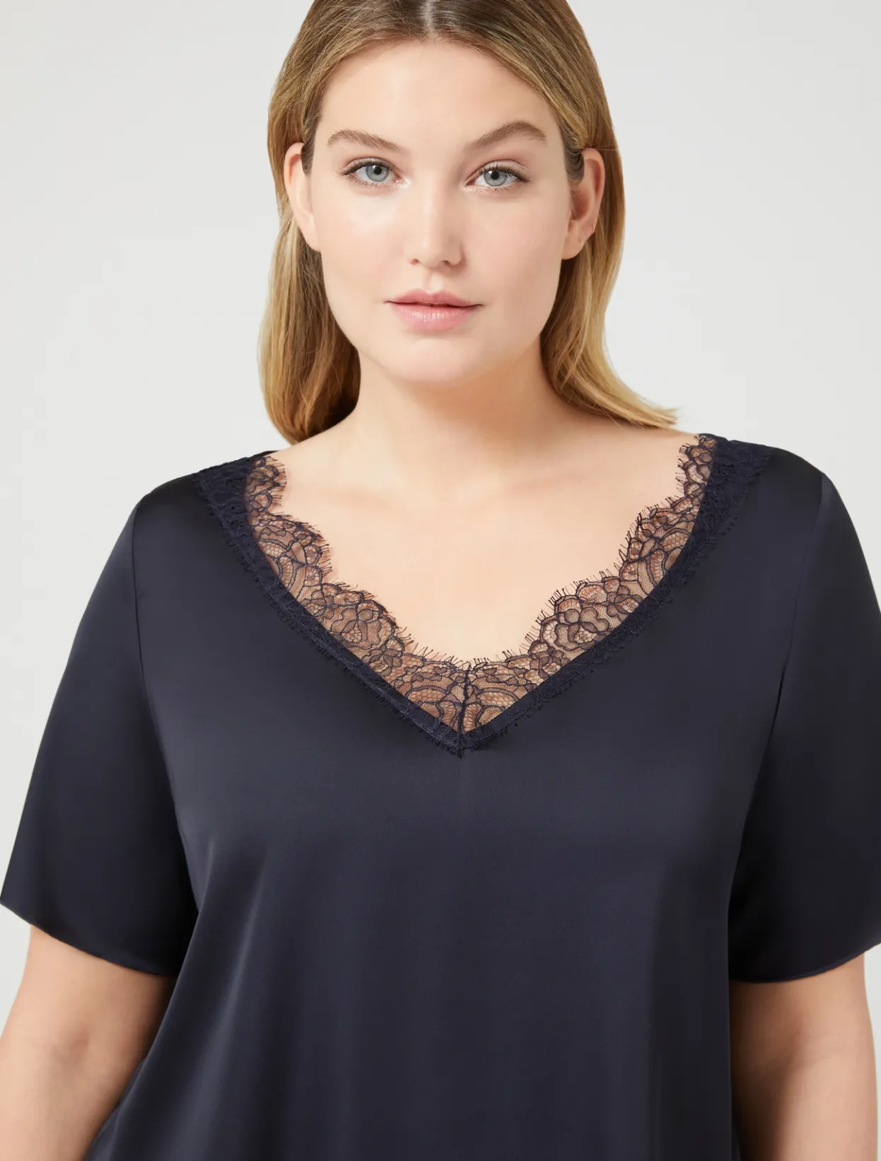 Blouses & Shirts | Blouses & Shirts | Marina Rinaldi Blouse with lace details ULTRAMARINE