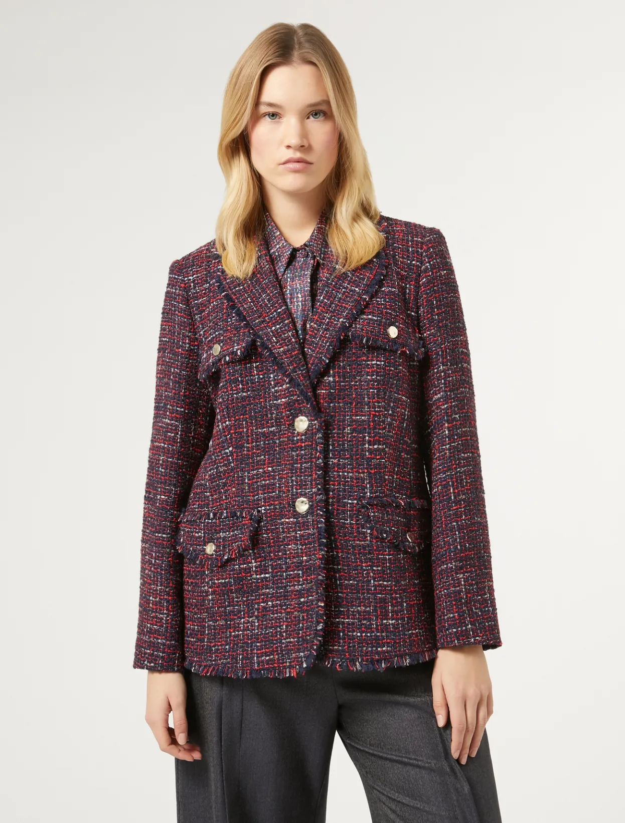 Jacket & Blazers | Jacket & Blazers | Marina Rinaldi Bouclé-effect jacket MIDNIGHTBLUE