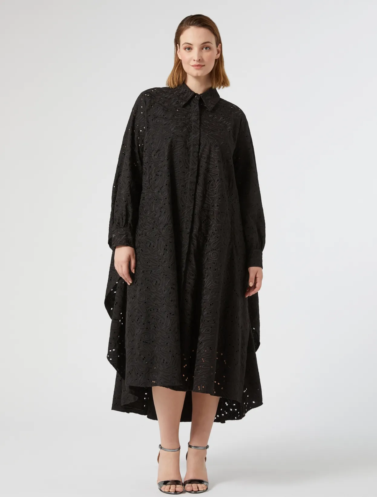 Dresses | Dresses | Marina Rinaldi Broderie anglaise poplin dress BLACK