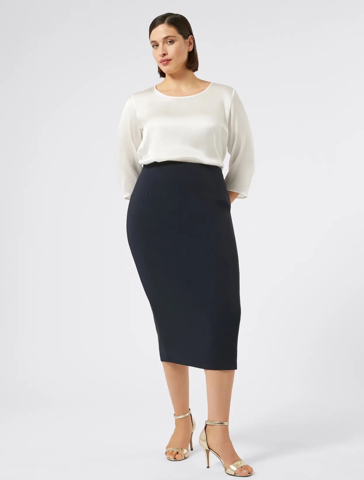 Trousers And Skirts | Skirts | Marina Rinaldi Cady pencil skirt MIDNIGHTBLUE