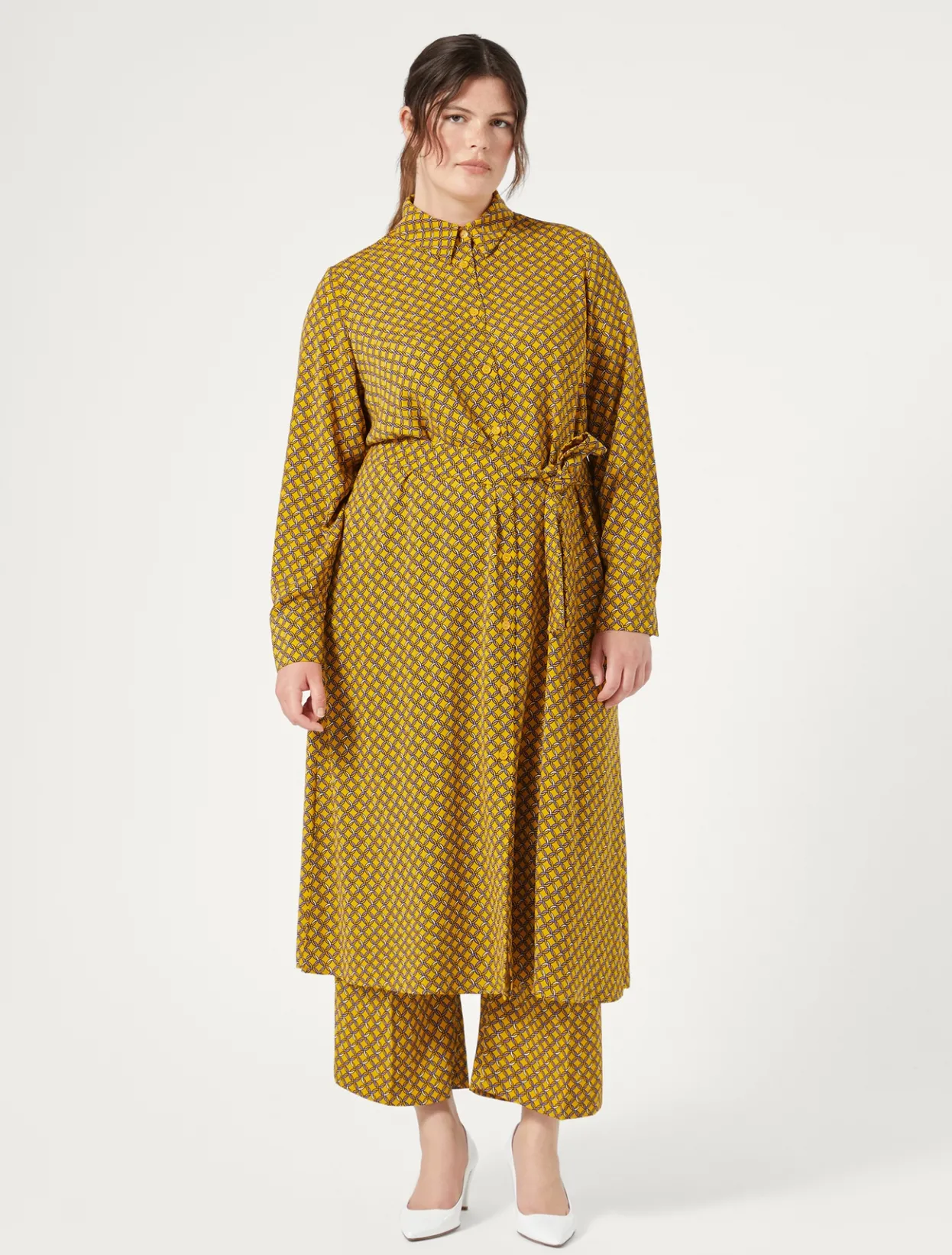 Dresses | Dresses | Marina Rinaldi Cady shirt dress YELLOW