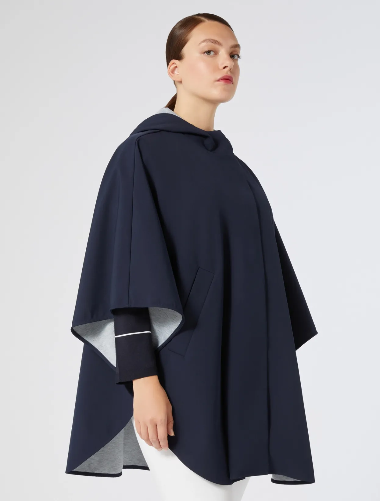 Accessories | Accessories | Marina Rinaldi Canvas and jersey mélange cape MIDNIGHTBLUE