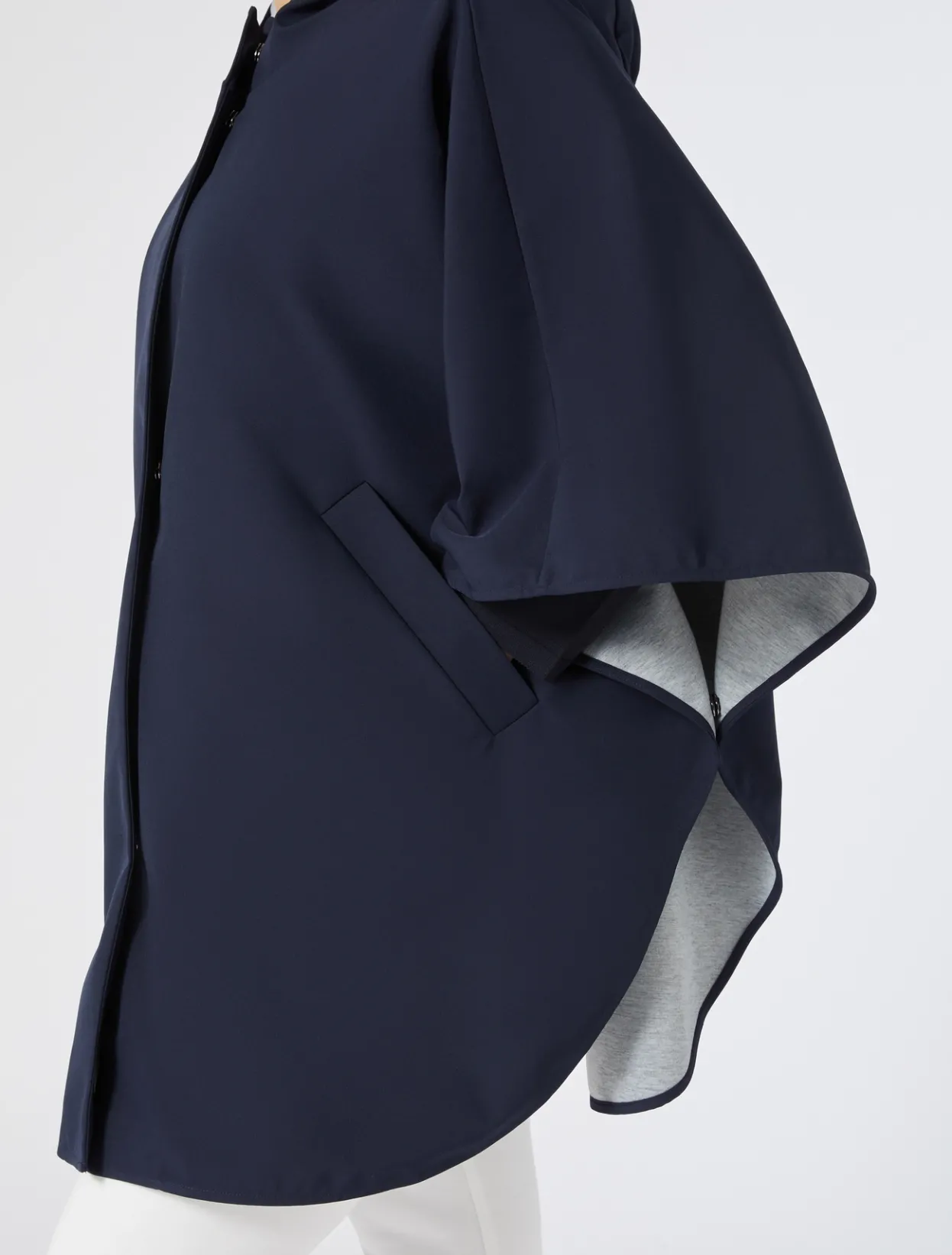 Accessories | Accessories | Marina Rinaldi Canvas and jersey mélange cape MIDNIGHTBLUE