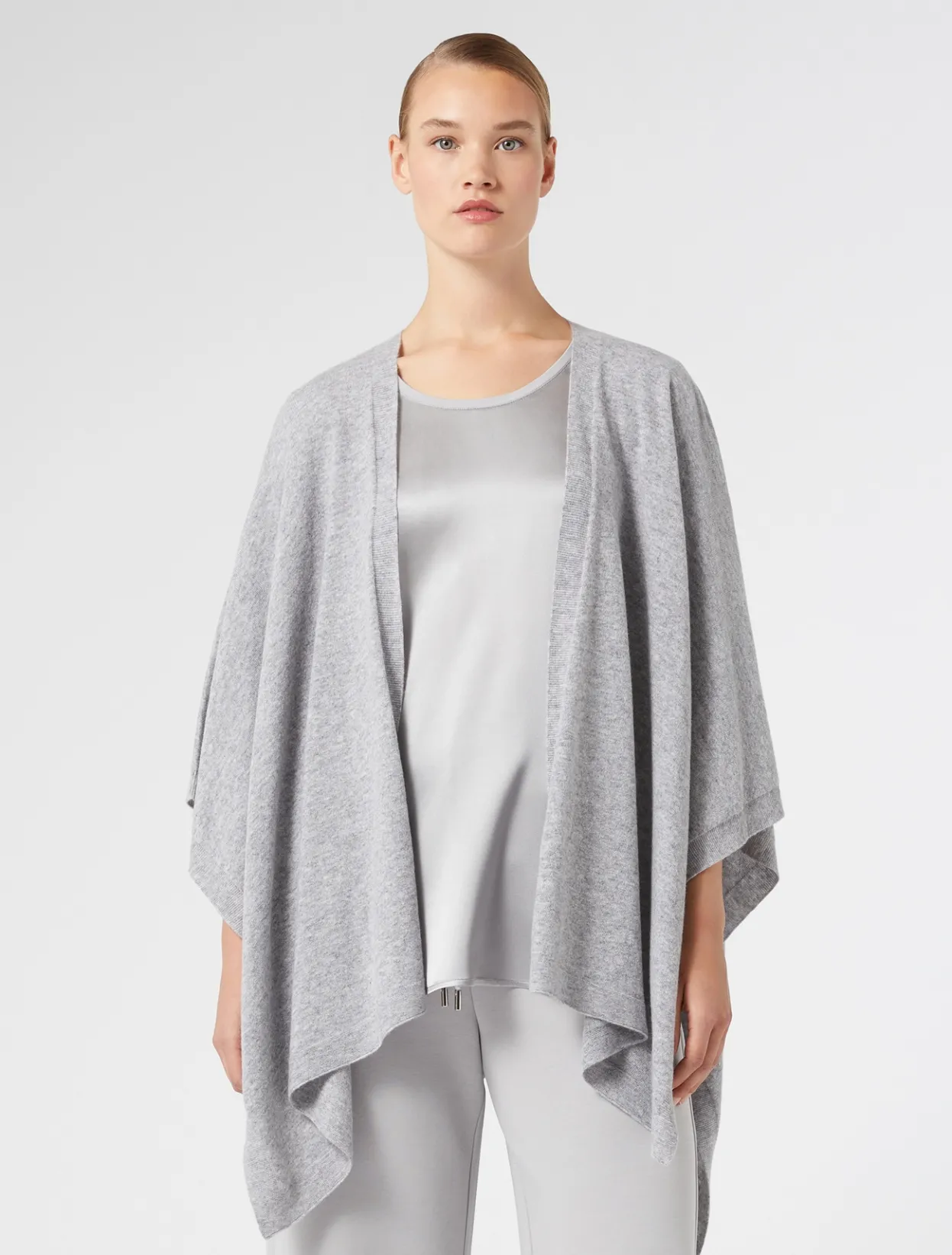 Accessories | Accessories | Marina Rinaldi Carded wool cape LIGHTGREY