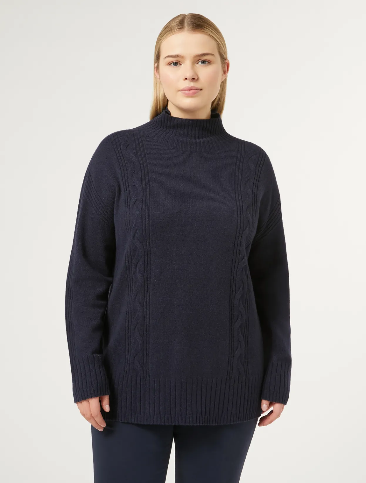 Knitwear | Knitwear | Marina Rinaldi Cashmere blend turtleneck jumper MIDNIGHTBLUE