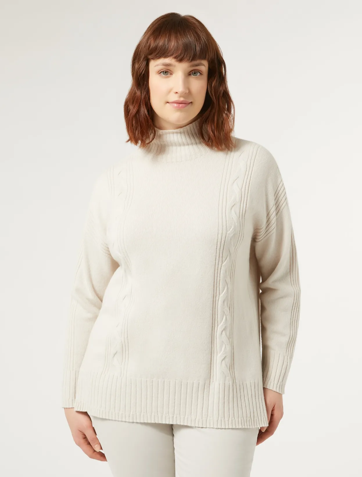 Knitwear | Knitwear | Marina Rinaldi Cashmere blend turtleneck jumper BEIGE