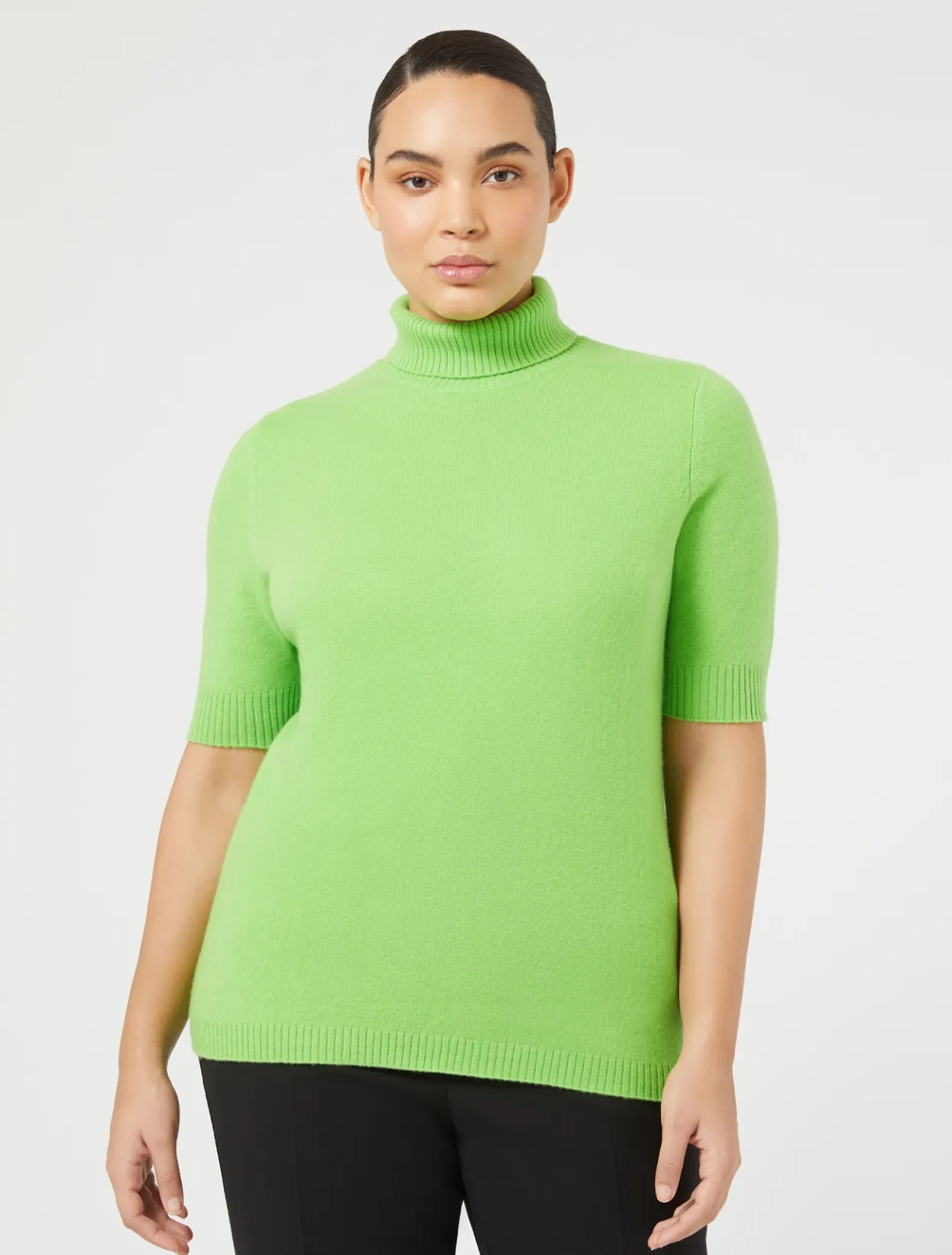 Knitwear | Knitwear | Marina Rinaldi Cashmere polo neck jumper LIME