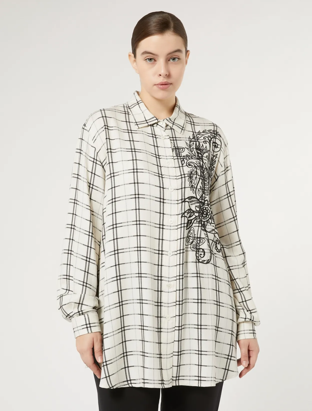 Blouses & Shirts | Blouses & Shirts | Marina Rinaldi Checked shirt with embroidery IVORY