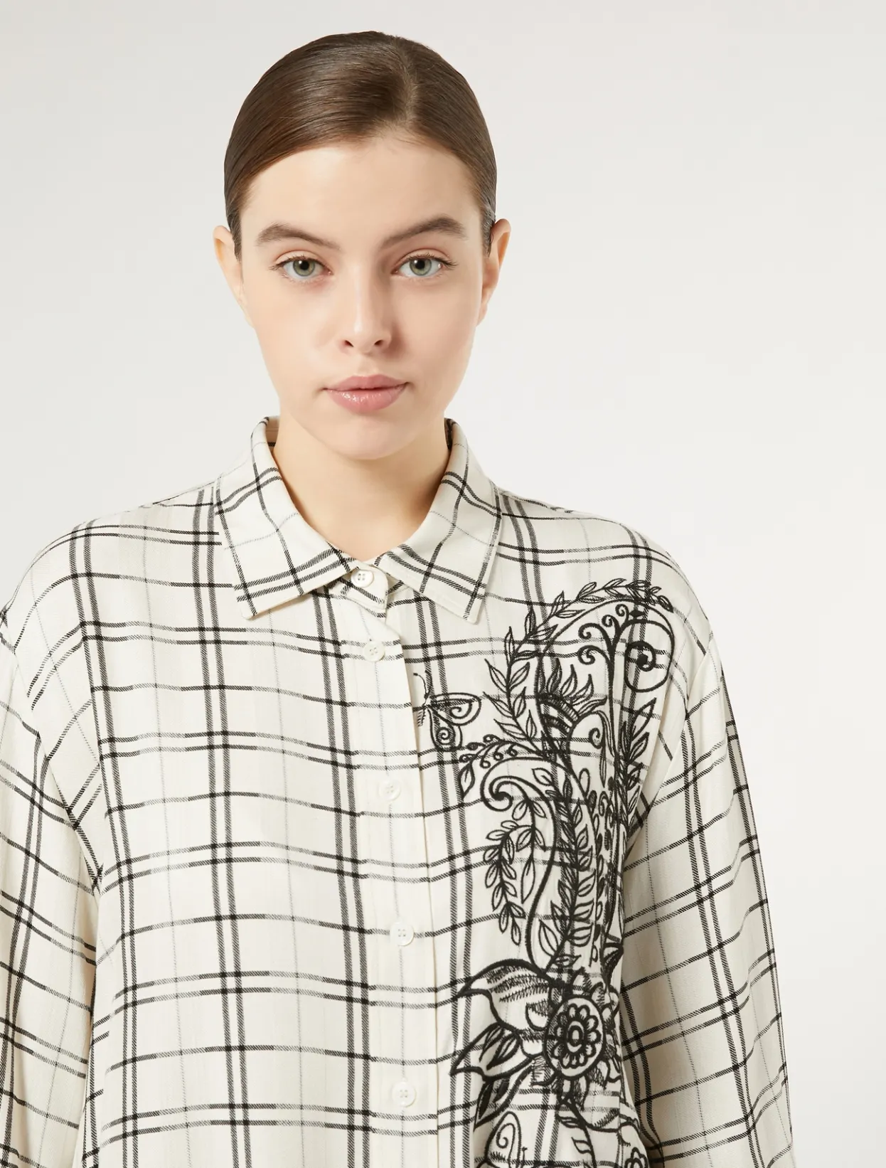 Blouses & Shirts | Blouses & Shirts | Marina Rinaldi Checked shirt with embroidery IVORY