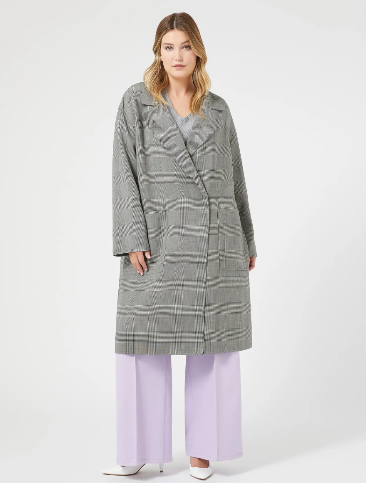 Coats | Coats | Marina Rinaldi Chequered double-faced wool coat BLACKWHITE