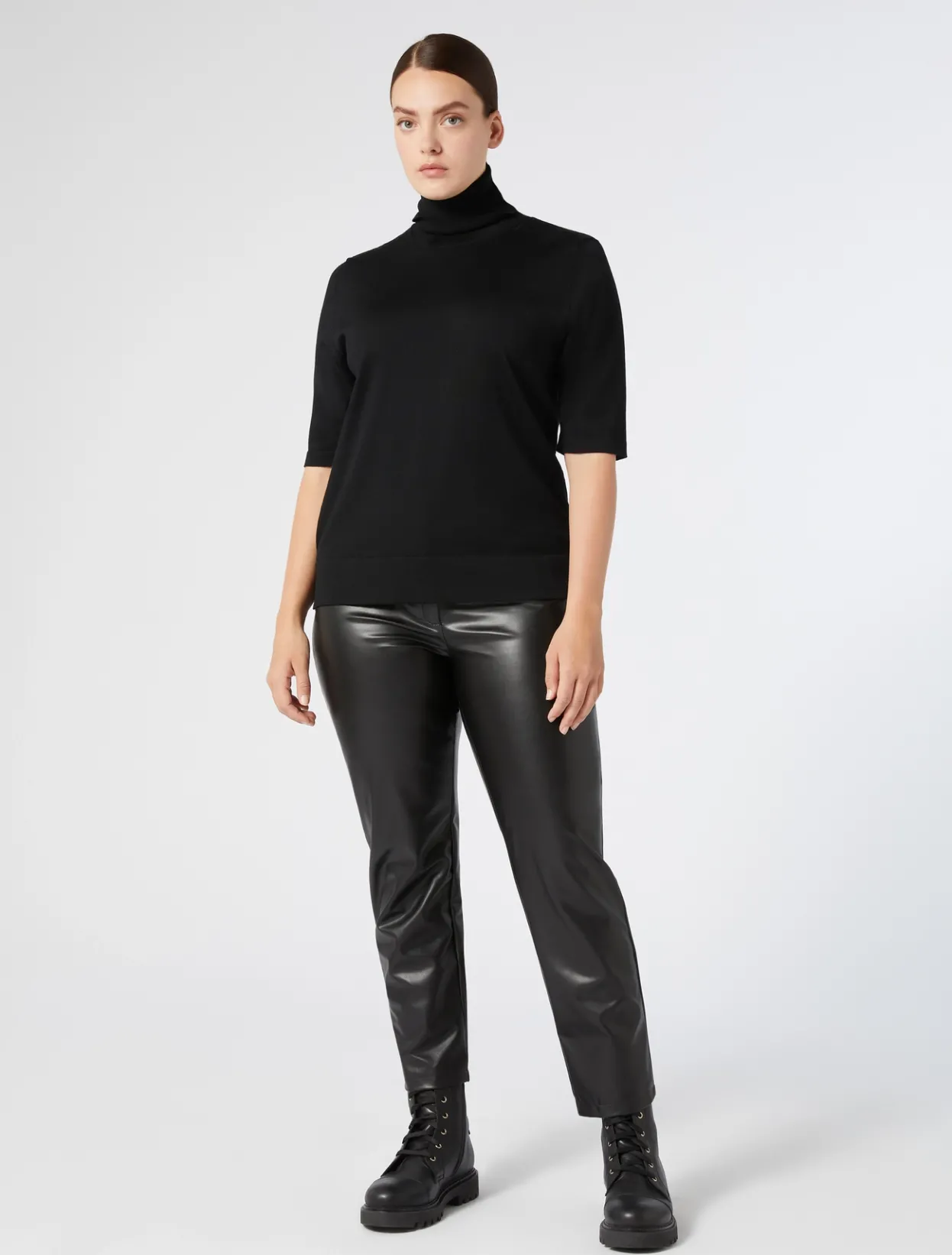 Trousers & Jeans | Trousers & Jeans | Marina Rinaldi Coated fabric trousers BLACK