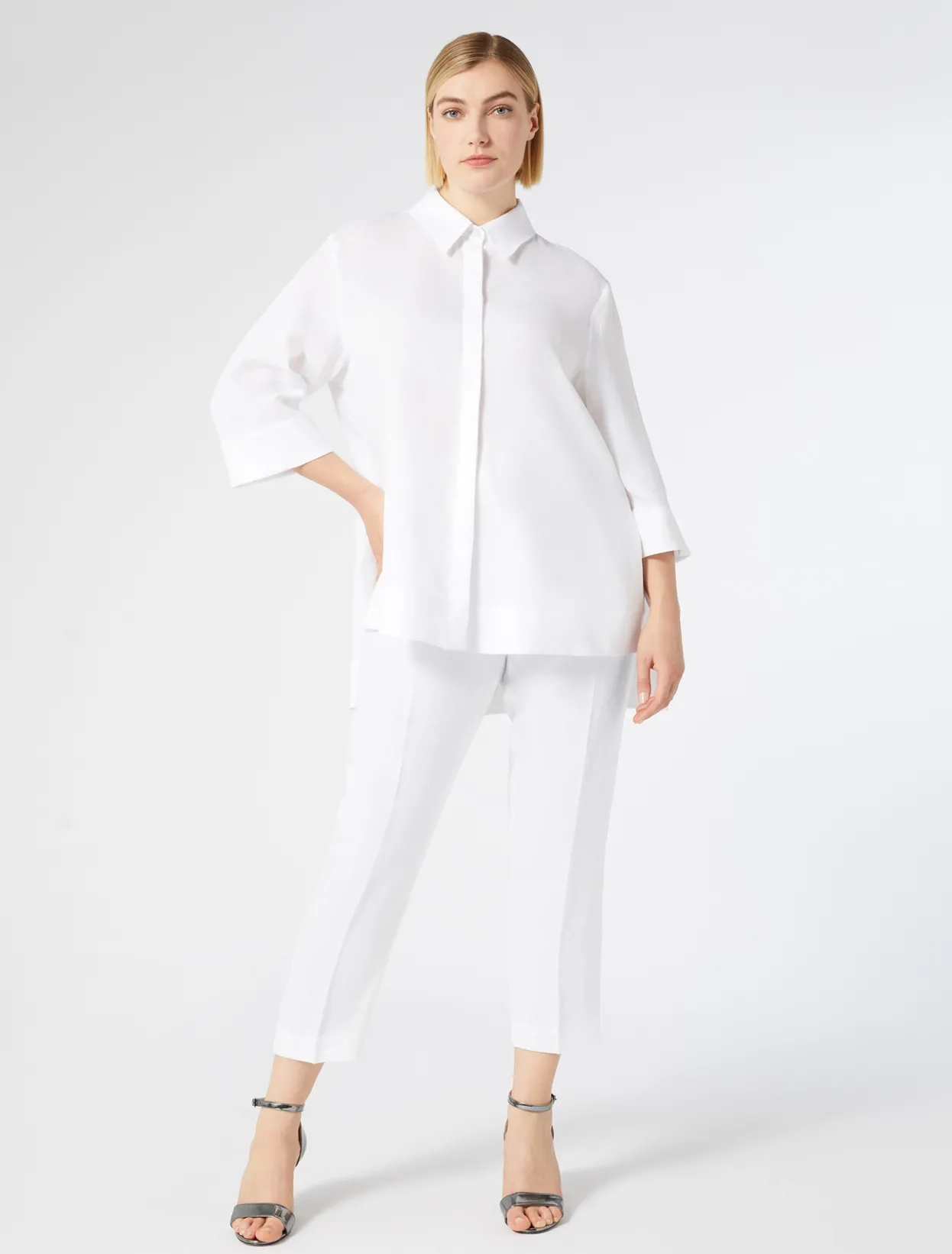 Trousers & Jeans | Trousers & Jeans | Marina Rinaldi Coated fabric trousers WHITE