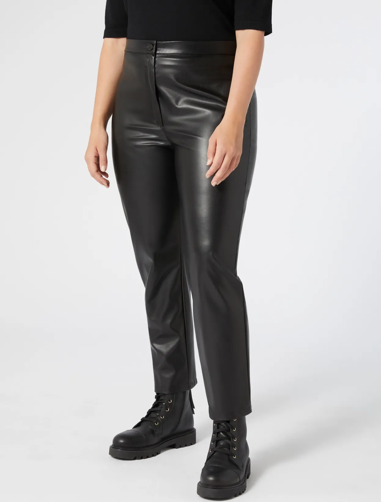 Trousers & Jeans | Trousers & Jeans | Marina Rinaldi Coated fabric trousers BLACK