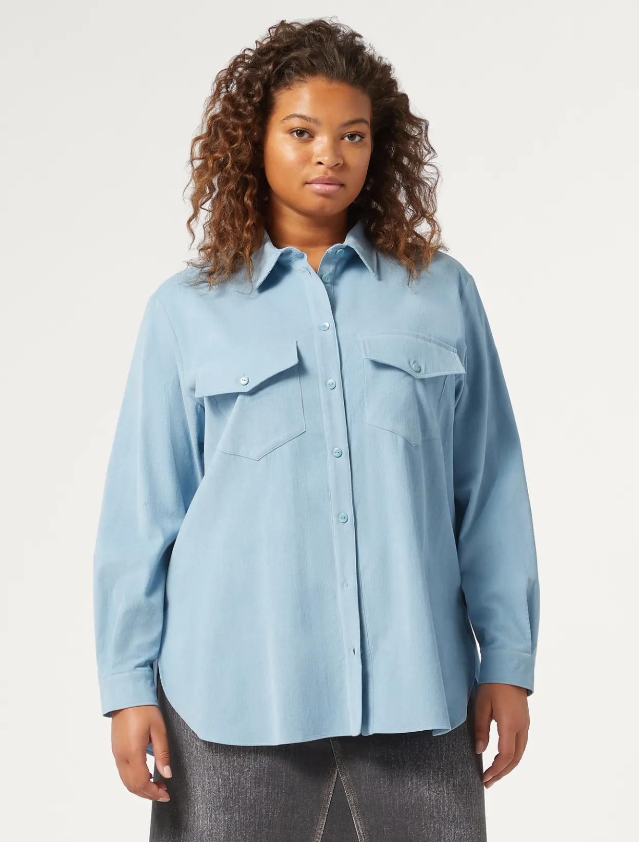 Blouses & Shirts | Blouses & Shirts | Marina Rinaldi Corduroy shirt LIGHTBLUE