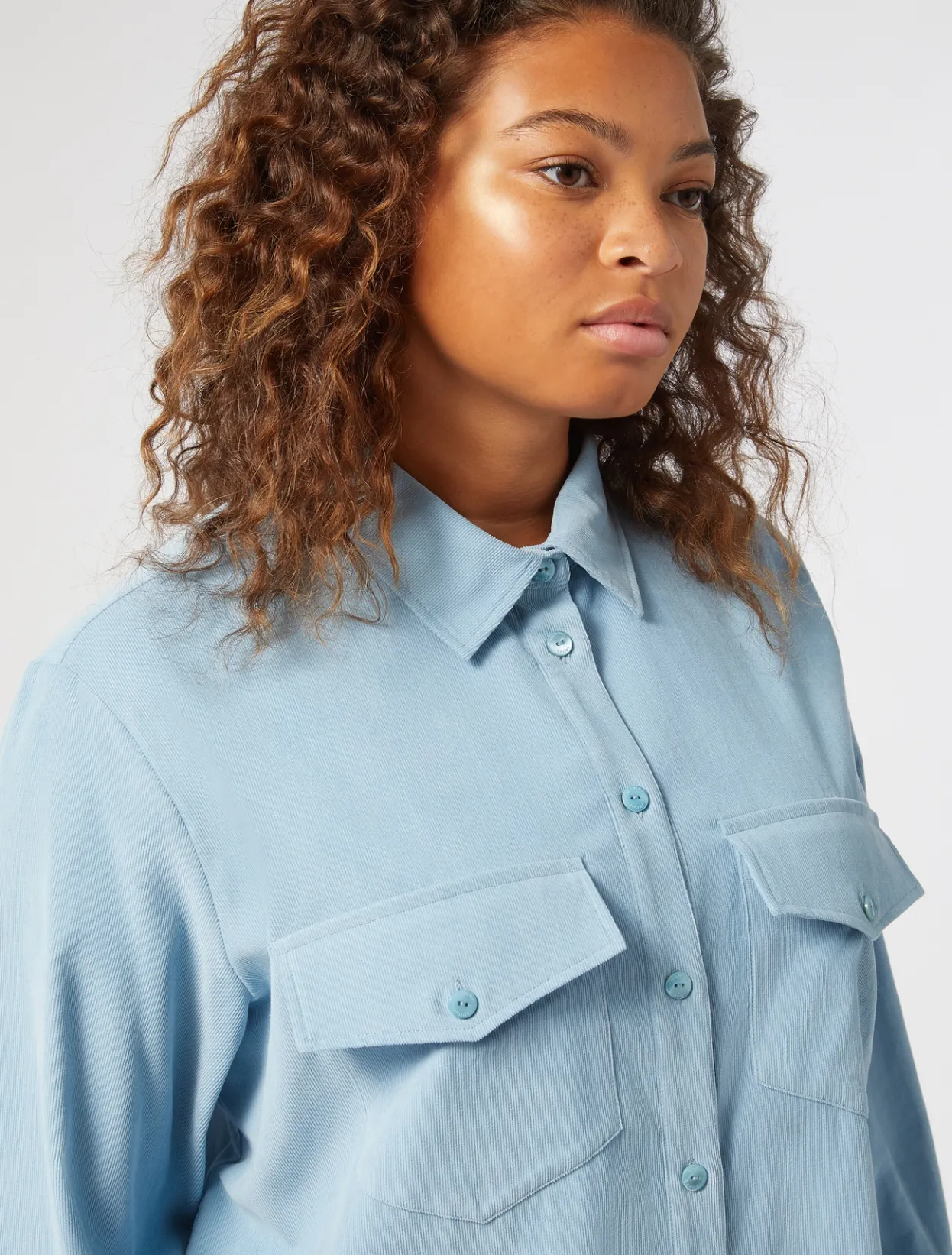 Blouses & Shirts | Blouses & Shirts | Marina Rinaldi Corduroy shirt LIGHTBLUE