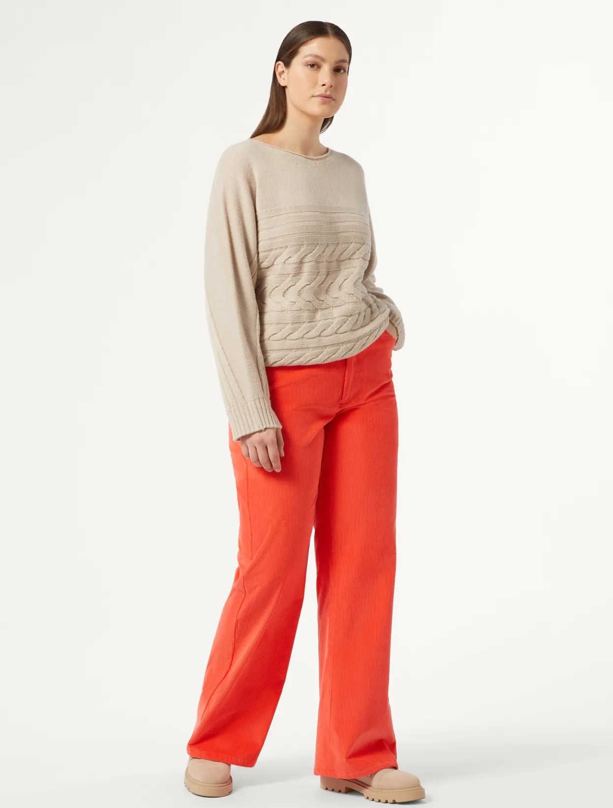 Trousers & Jeans | Trousers & Jeans | Marina Rinaldi Corduroy trousers CORAL