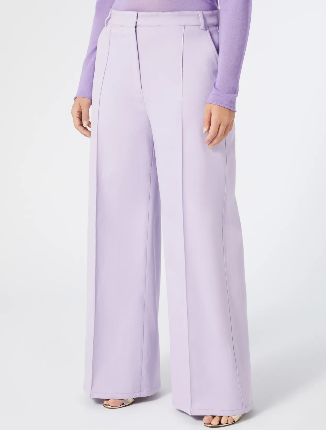 Trousers & Jeans | Trousers & Jeans | Marina Rinaldi Cotton bull denim trousers LILAC