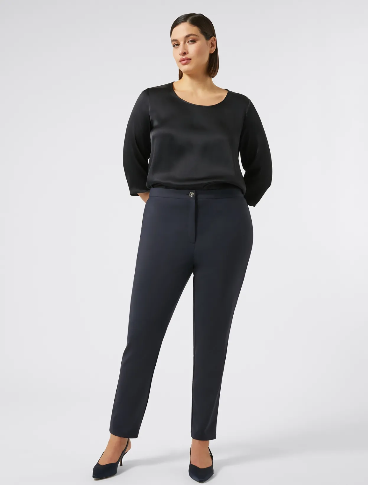 Trousers & Jeans | Trousers & Jeans | Marina Rinaldi Cotton canvas trousers MIDNIGHTBLUE