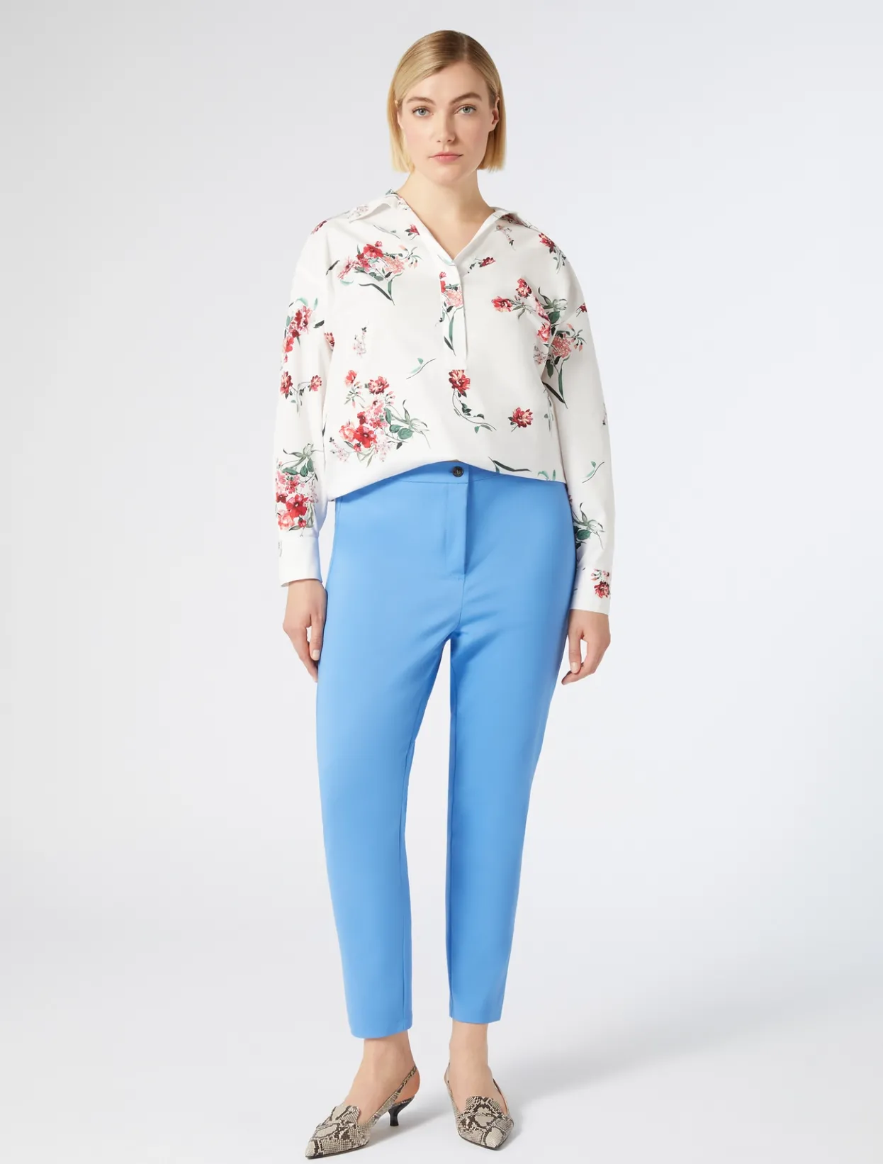 Trousers & Jeans | Trousers & Jeans | Marina Rinaldi Cotton canvas trousers LIGHTBLUE