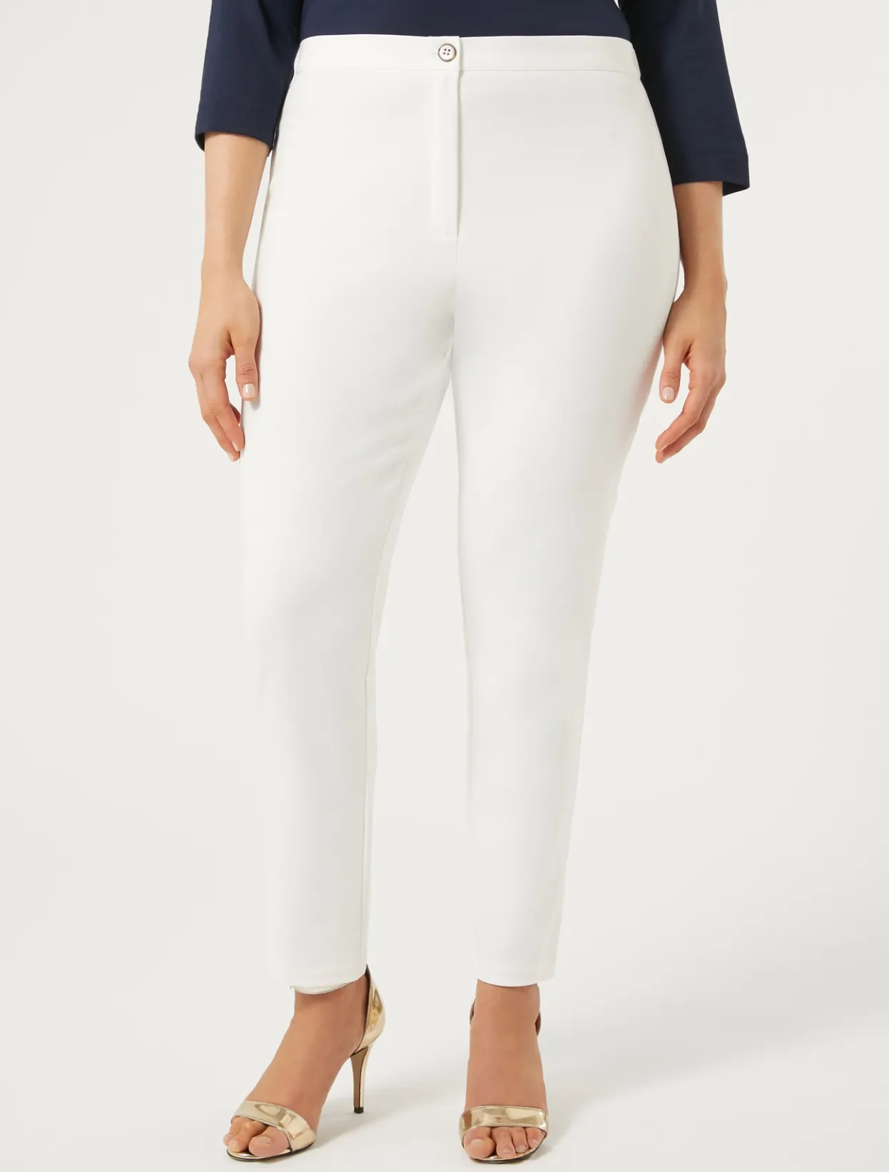 Trousers & Jeans | Trousers & Jeans | Marina Rinaldi Cotton canvas trousers WHITE