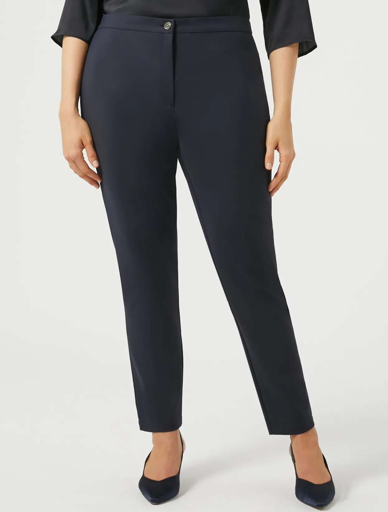 Trousers & Jeans | Trousers & Jeans | Marina Rinaldi Cotton canvas trousers MIDNIGHTBLUE