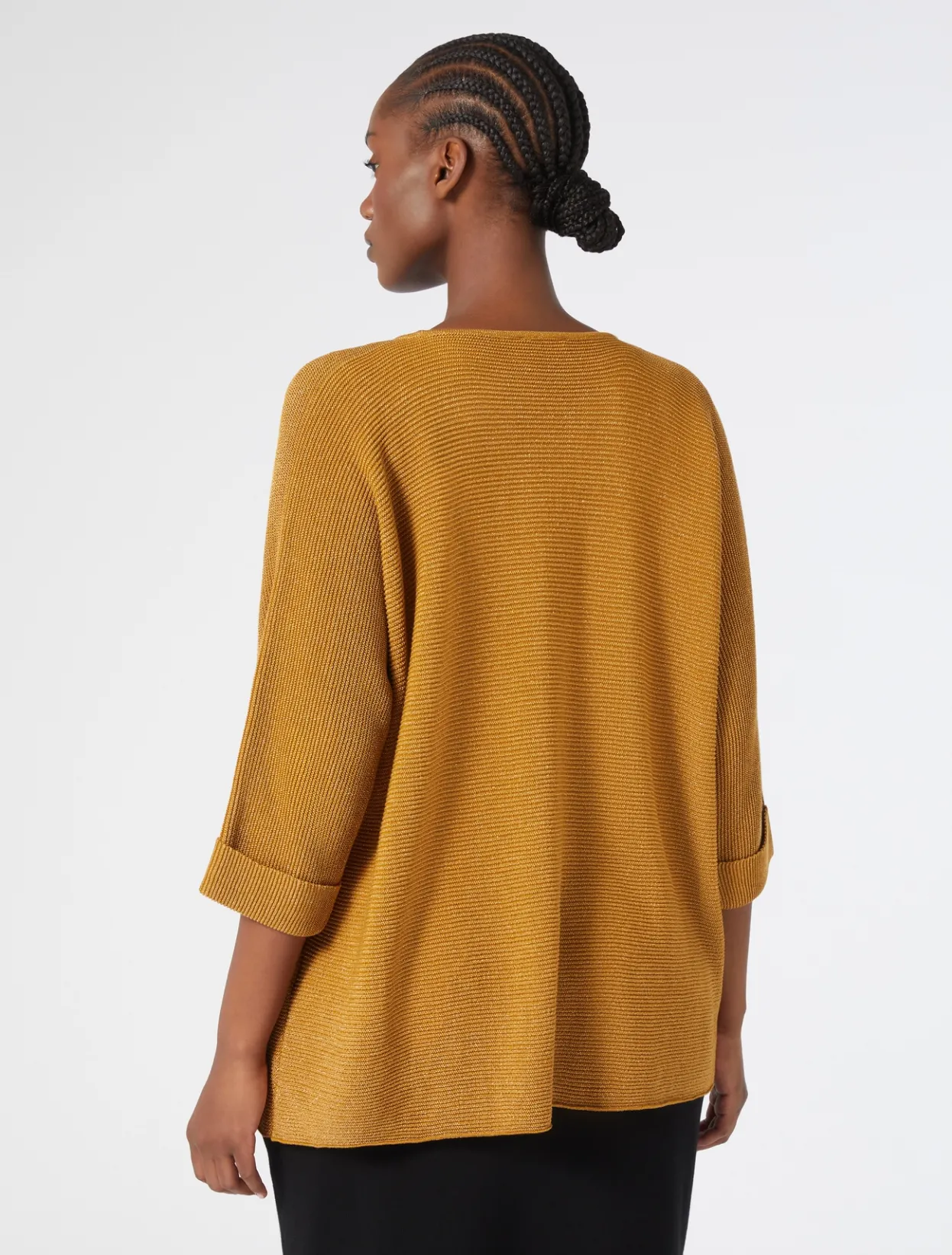 Knitwear | Knitwear | Marina Rinaldi Cotton crepe cardigan MUSTARD