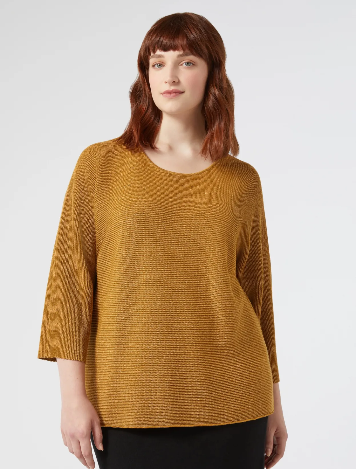 Knitwear | Knitwear | Marina Rinaldi Cotton crepe sweater MUSTARD