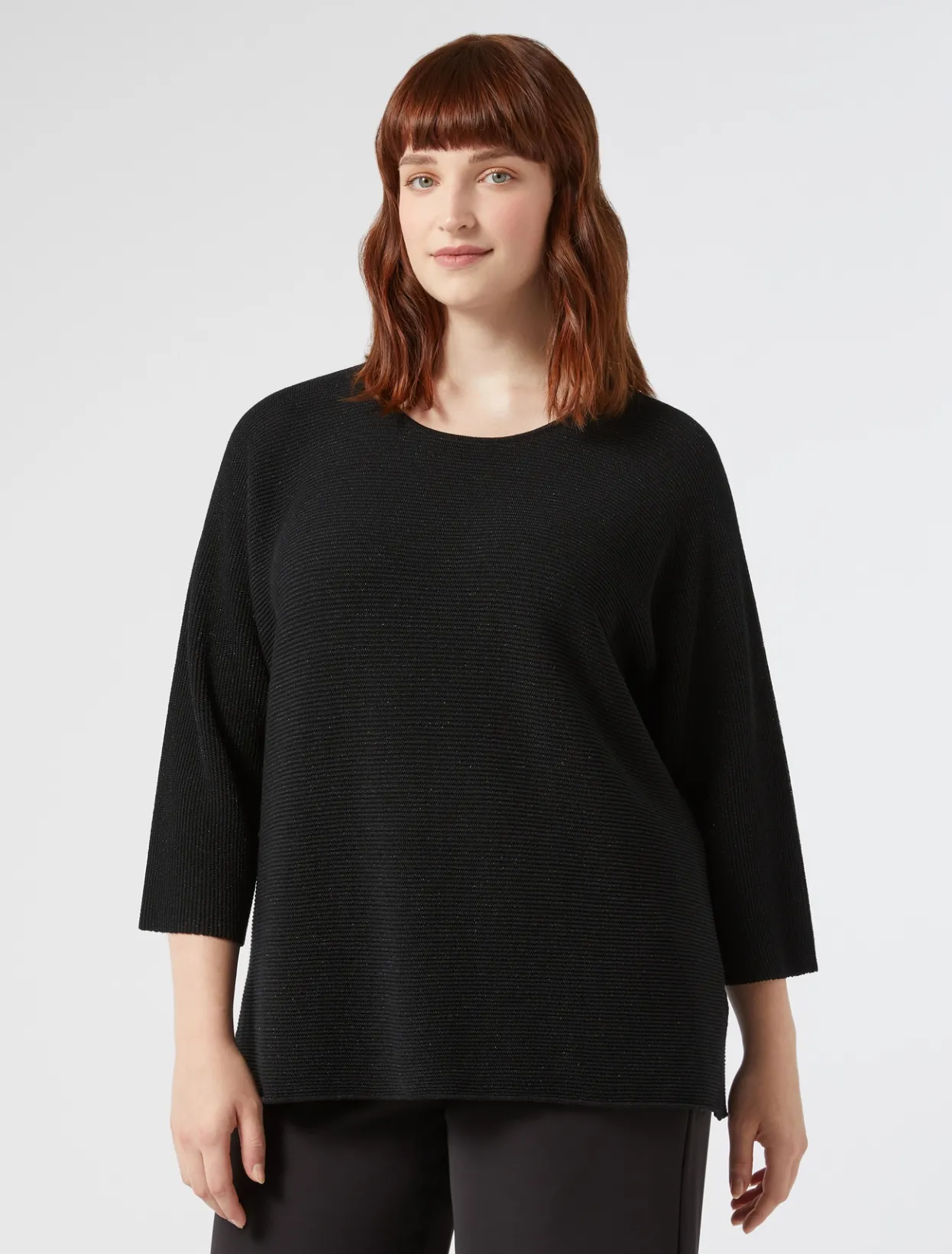 Knitwear | Knitwear | Marina Rinaldi Cotton crepe sweater BLACK