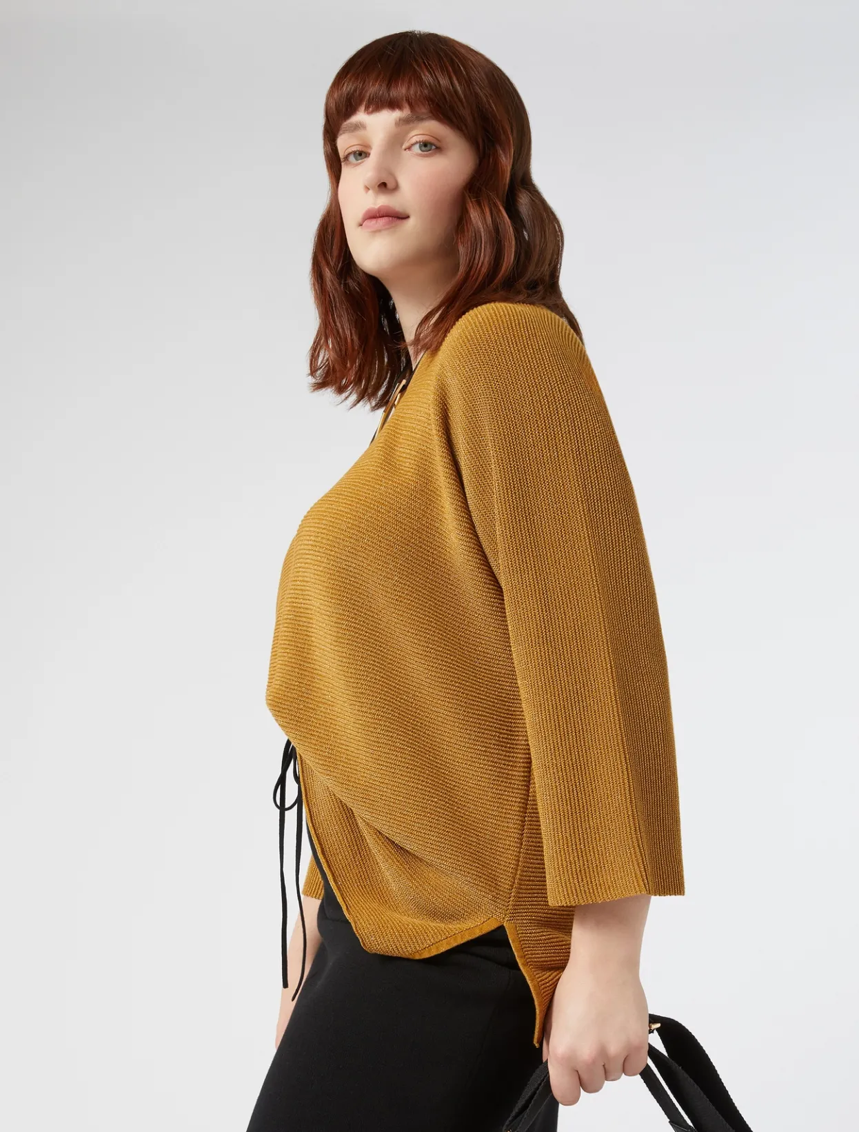 Knitwear | Knitwear | Marina Rinaldi Cotton crepe sweater MUSTARD