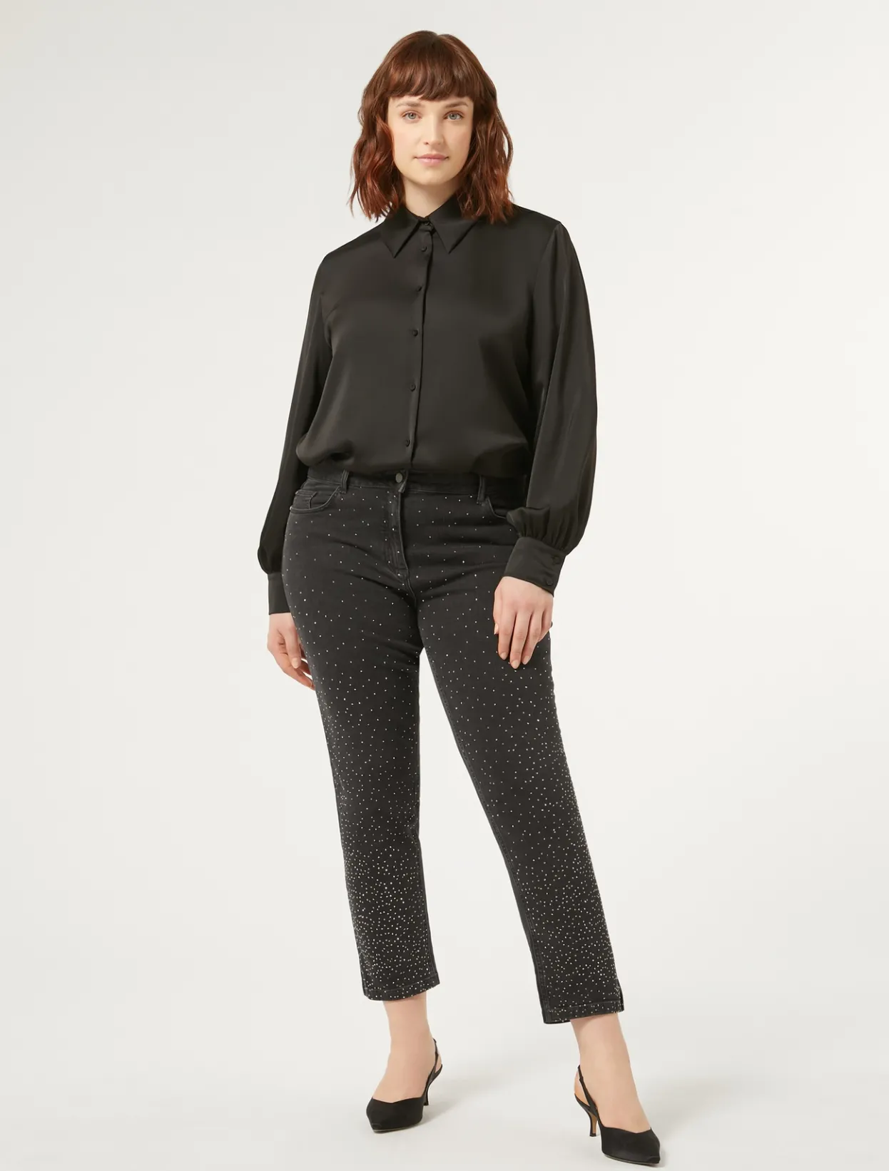 Trousers & Jeans | Trousers & Jeans | Marina Rinaldi Cotton denim trousers BLACK