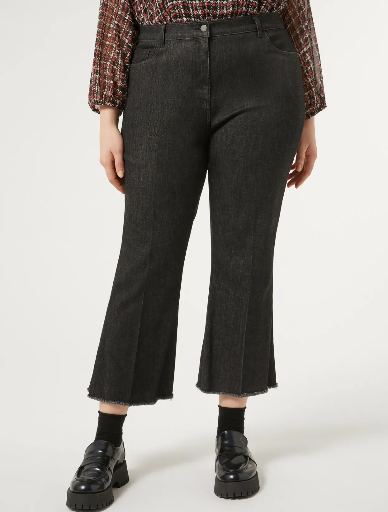 Trousers & Jeans | Trousers & Jeans | Marina Rinaldi Cotton denim trousers BLACK