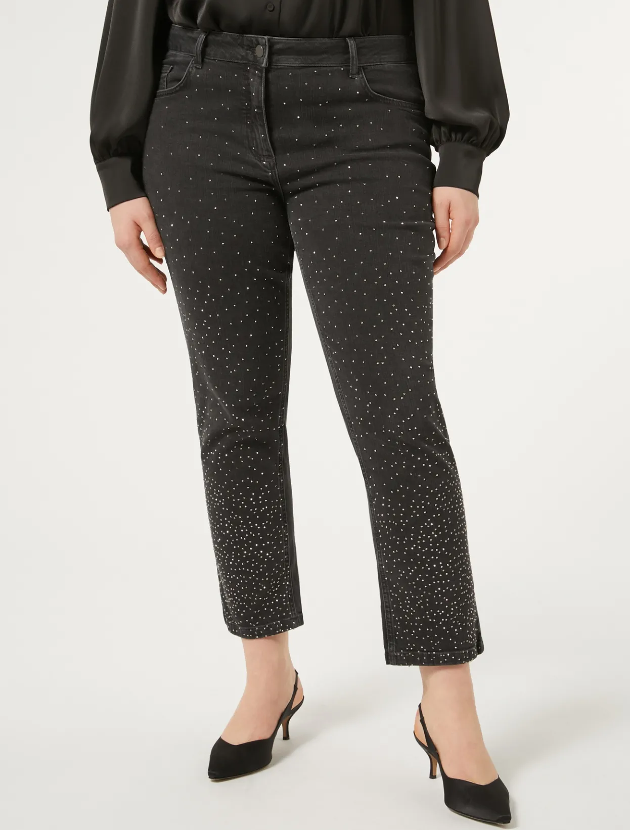 Trousers & Jeans | Trousers & Jeans | Marina Rinaldi Cotton denim trousers BLACK