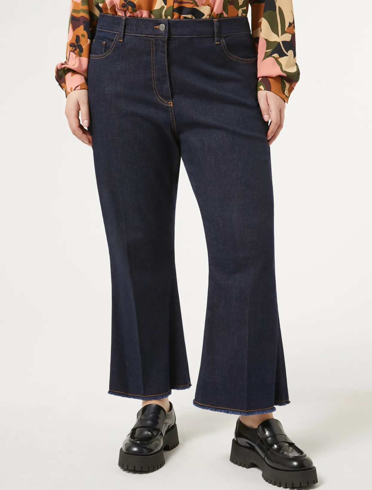 Trousers & Jeans | Trousers & Jeans | Marina Rinaldi Cotton denim trousers MIDNIGHTBLUE