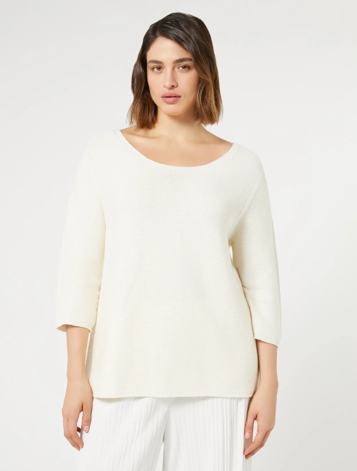 Knitwear | Knitwear | Marina Rinaldi Cotton sweater WHITE