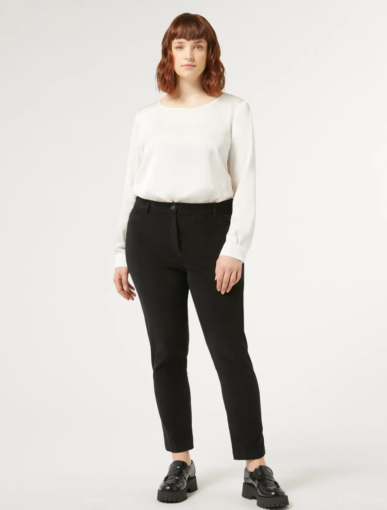 Trousers & Jeans | Trousers & Jeans | Marina Rinaldi Cotton velvet trousers BLACK