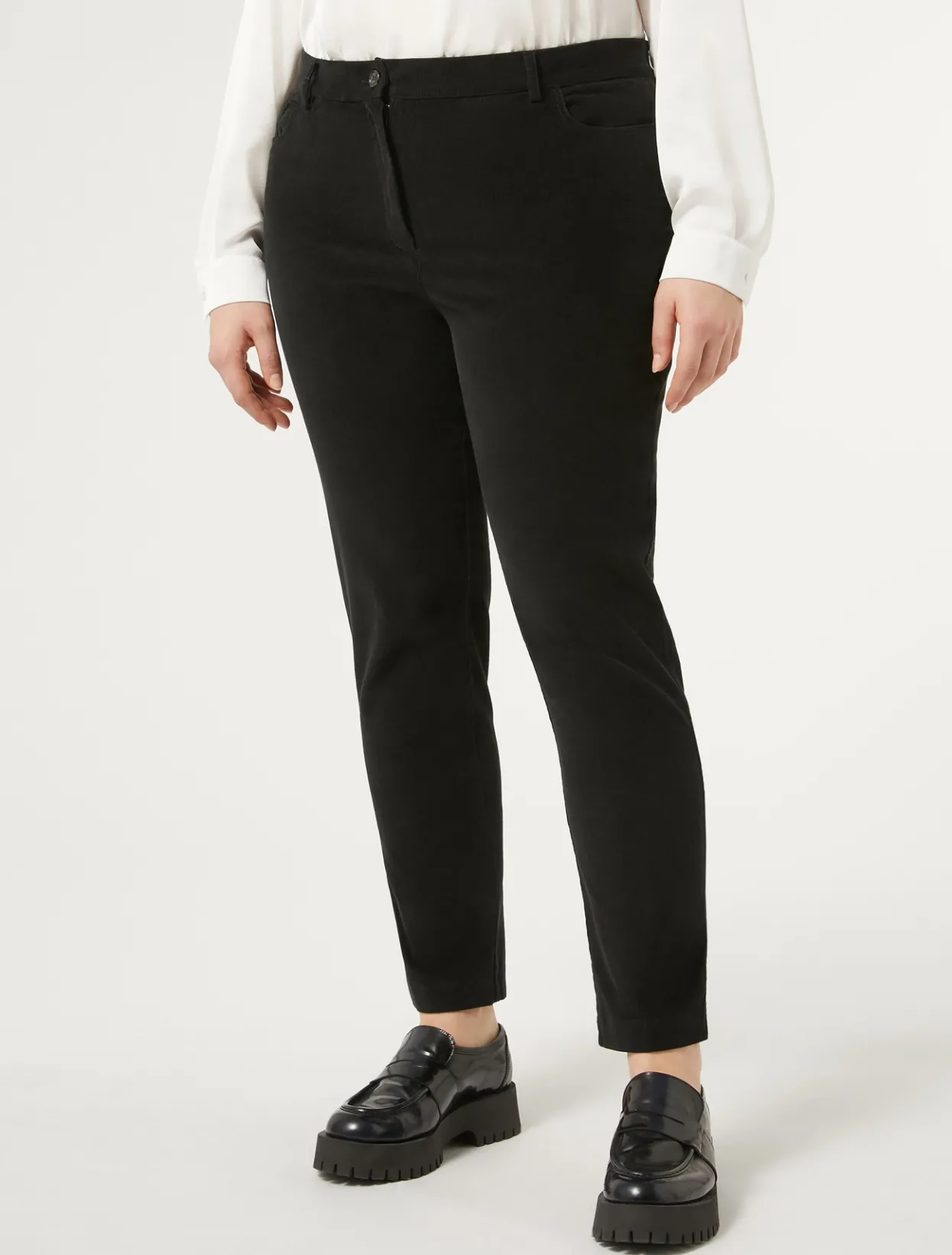 Trousers & Jeans | Trousers & Jeans | Marina Rinaldi Cotton velvet trousers BLACK