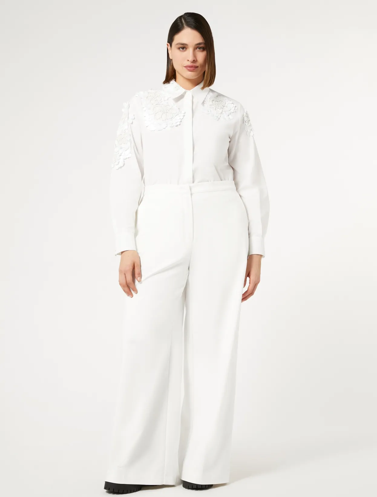 Trousers & Jeans | Trousers & Jeans | Marina Rinaldi Cotton-blend canvas trousers WHITE