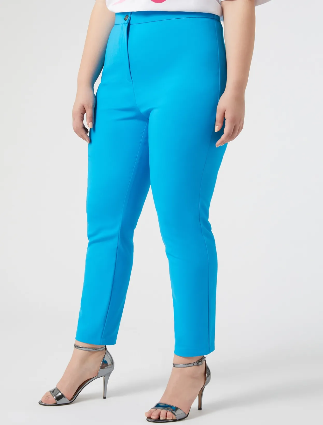 Trousers & Jeans | Trousers & Jeans | Marina Rinaldi Cotton-blend canvas trousers TURQUOISE