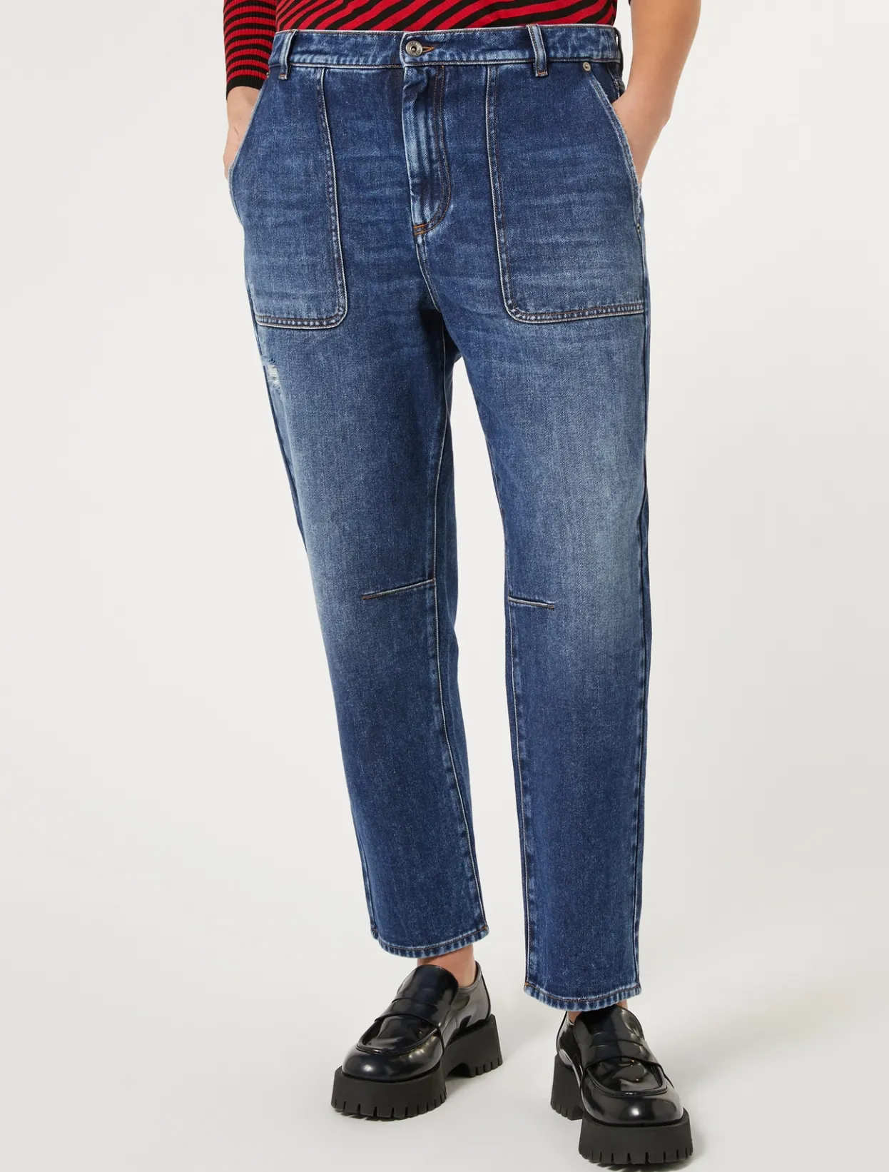 Trousers & Jeans | Trousers & Jeans | Marina Rinaldi Cotton-blend denim jeans NAVY