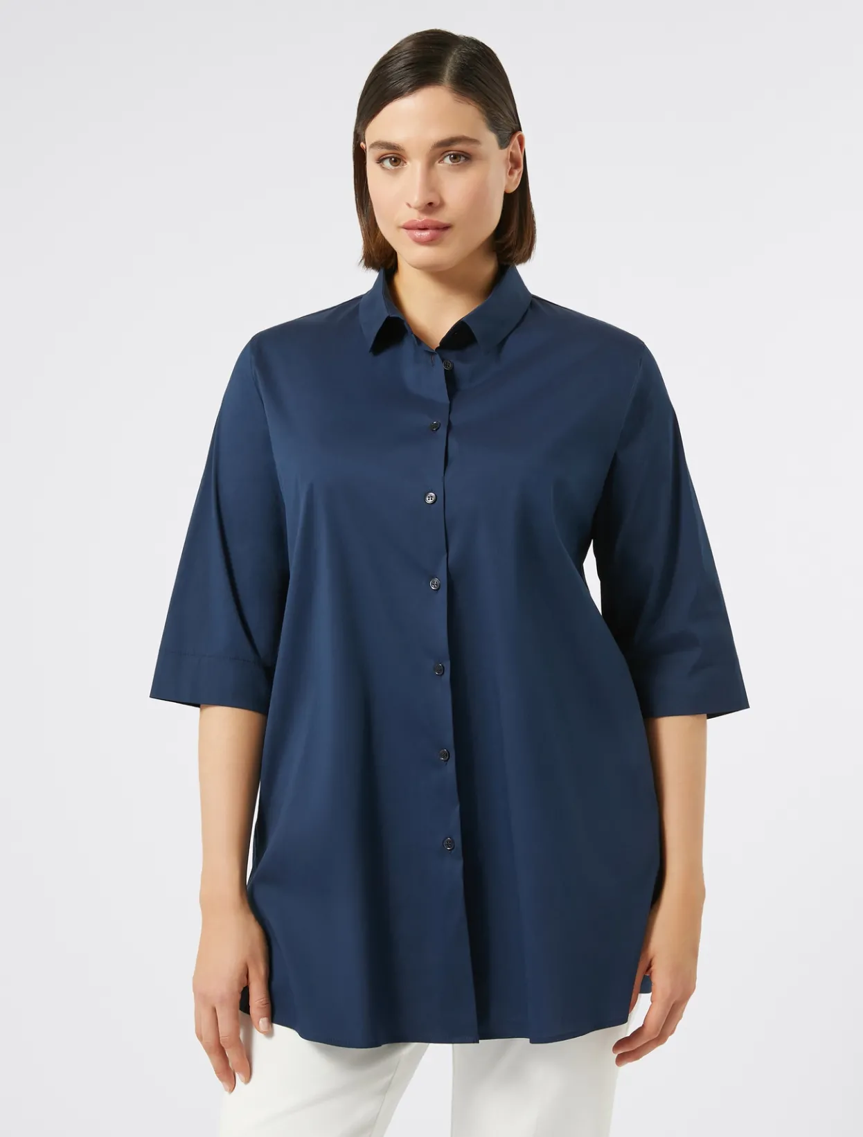 Blouses & Shirts | Blouses & Shirts | Marina Rinaldi Cotton-blend poplin shirt MIDNIGHTBLUE