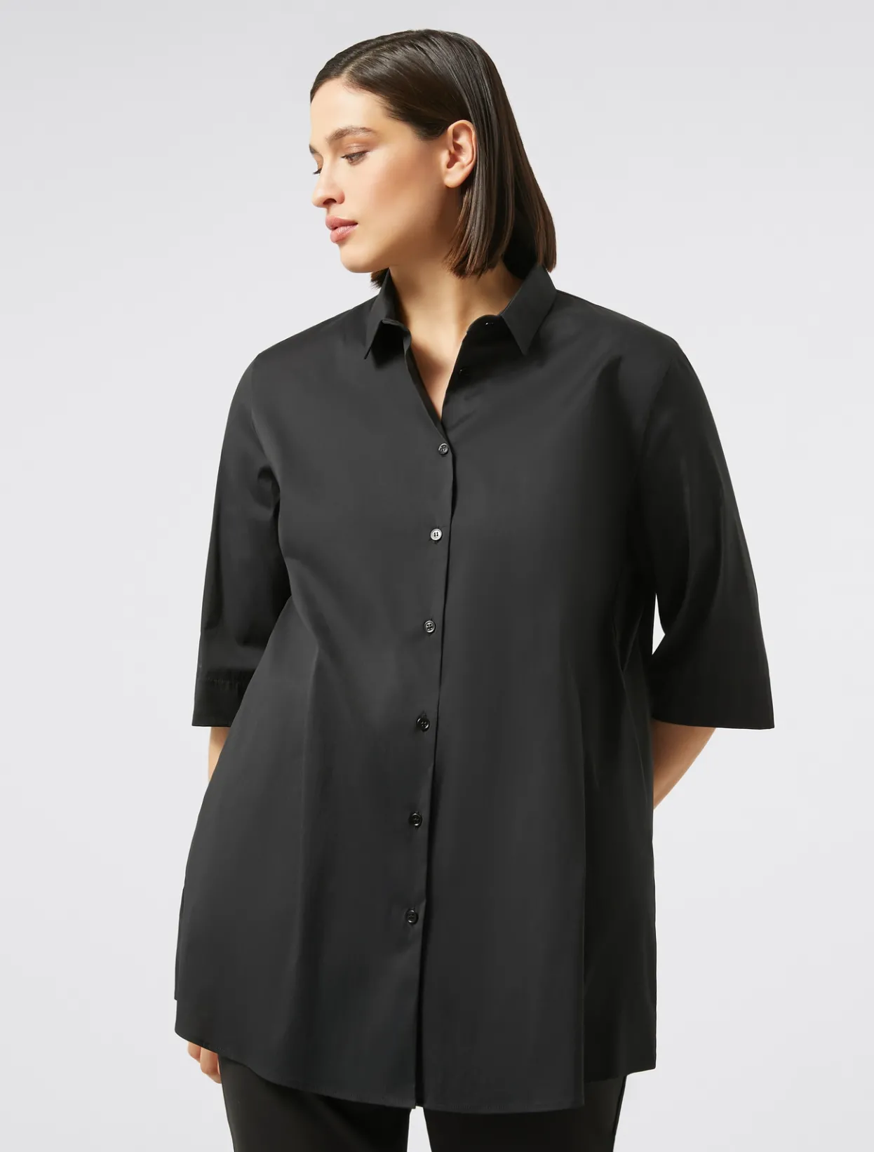 Blouses & Shirts | Blouses & Shirts | Marina Rinaldi Cotton-blend poplin shirt BLACK