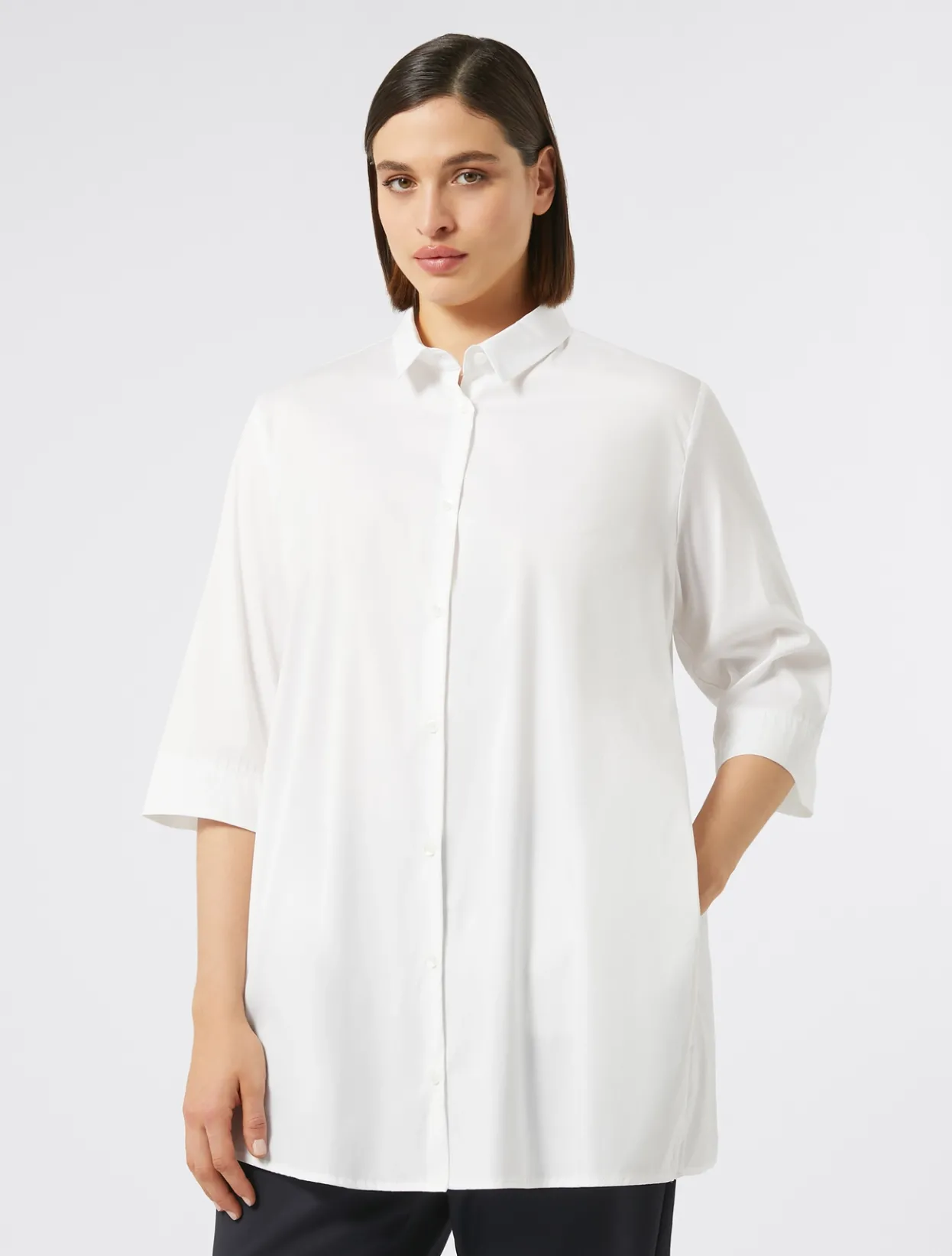 Blouses & Shirts | Blouses & Shirts | Marina Rinaldi Cotton-blend poplin shirt OPTICALWHITE