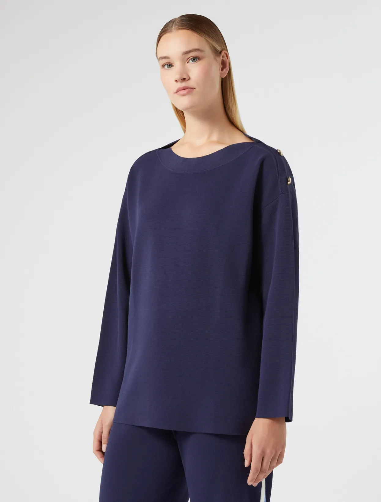 Knitwear | Knitwear | Marina Rinaldi Cotton-blend sweater NAVY