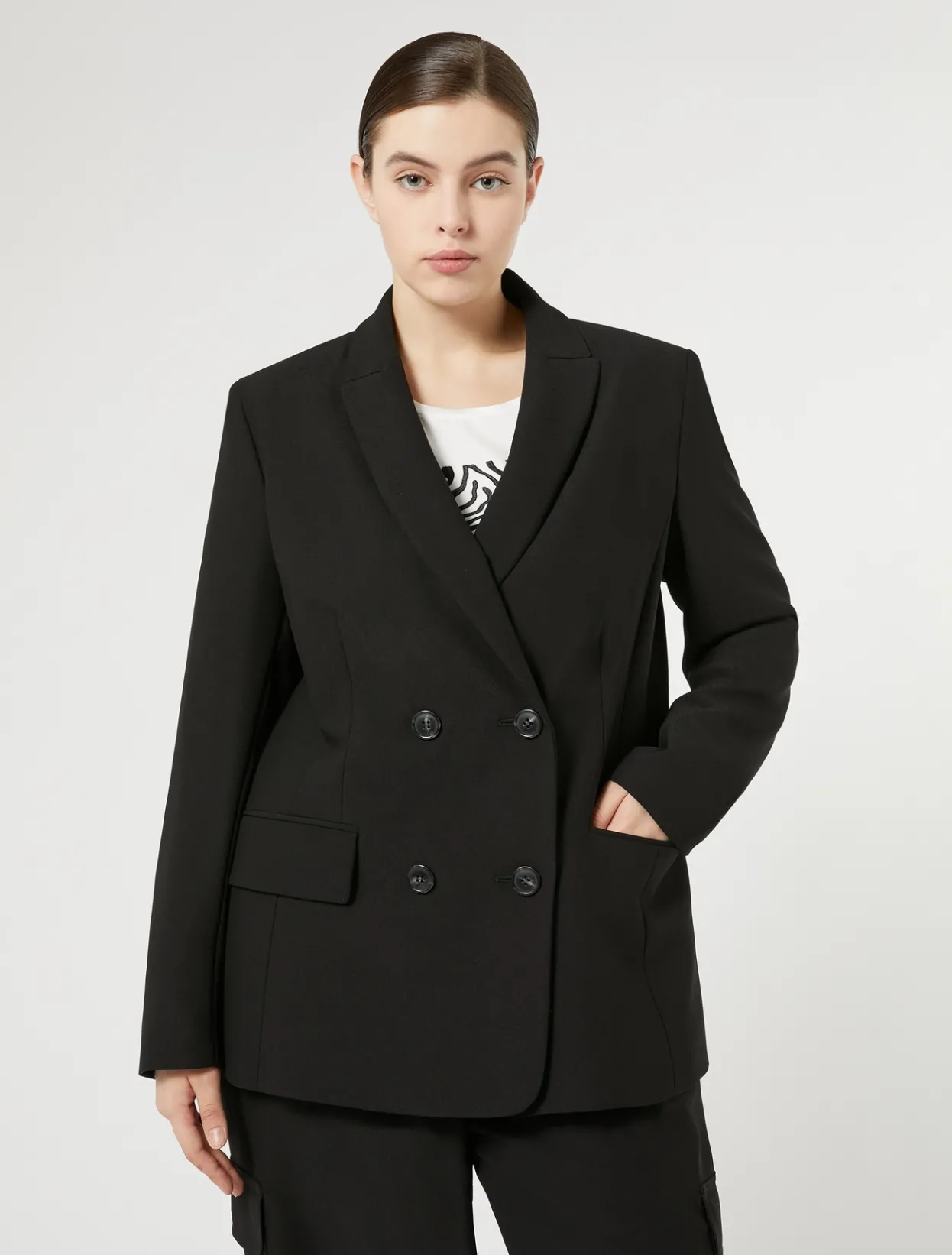 Jacket & Blazers | Jacket & Blazers | Marina Rinaldi Crepe envers satin blazer BLACK