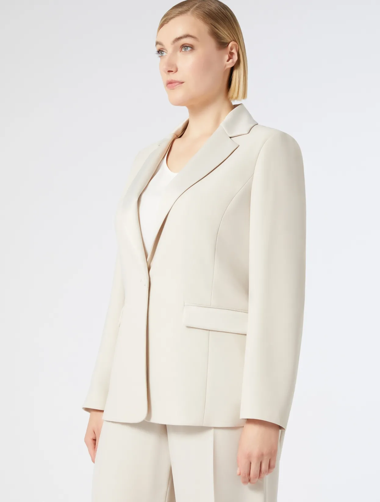 Jackets | Jacket & Blazers | Marina Rinaldi Crepe envers satin blazer jacket BEIGE