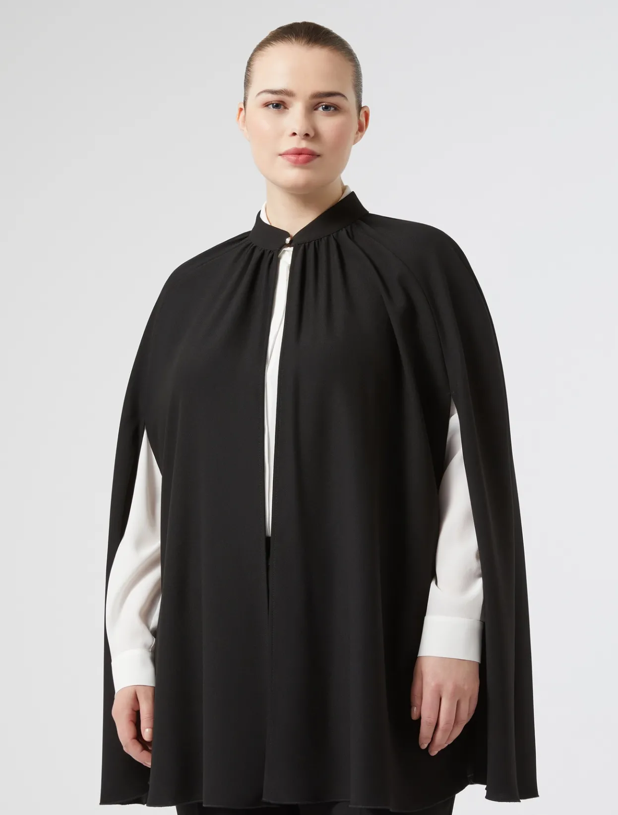 Jackets | Coats | Marina Rinaldi Crepe envers satin cape BLACK